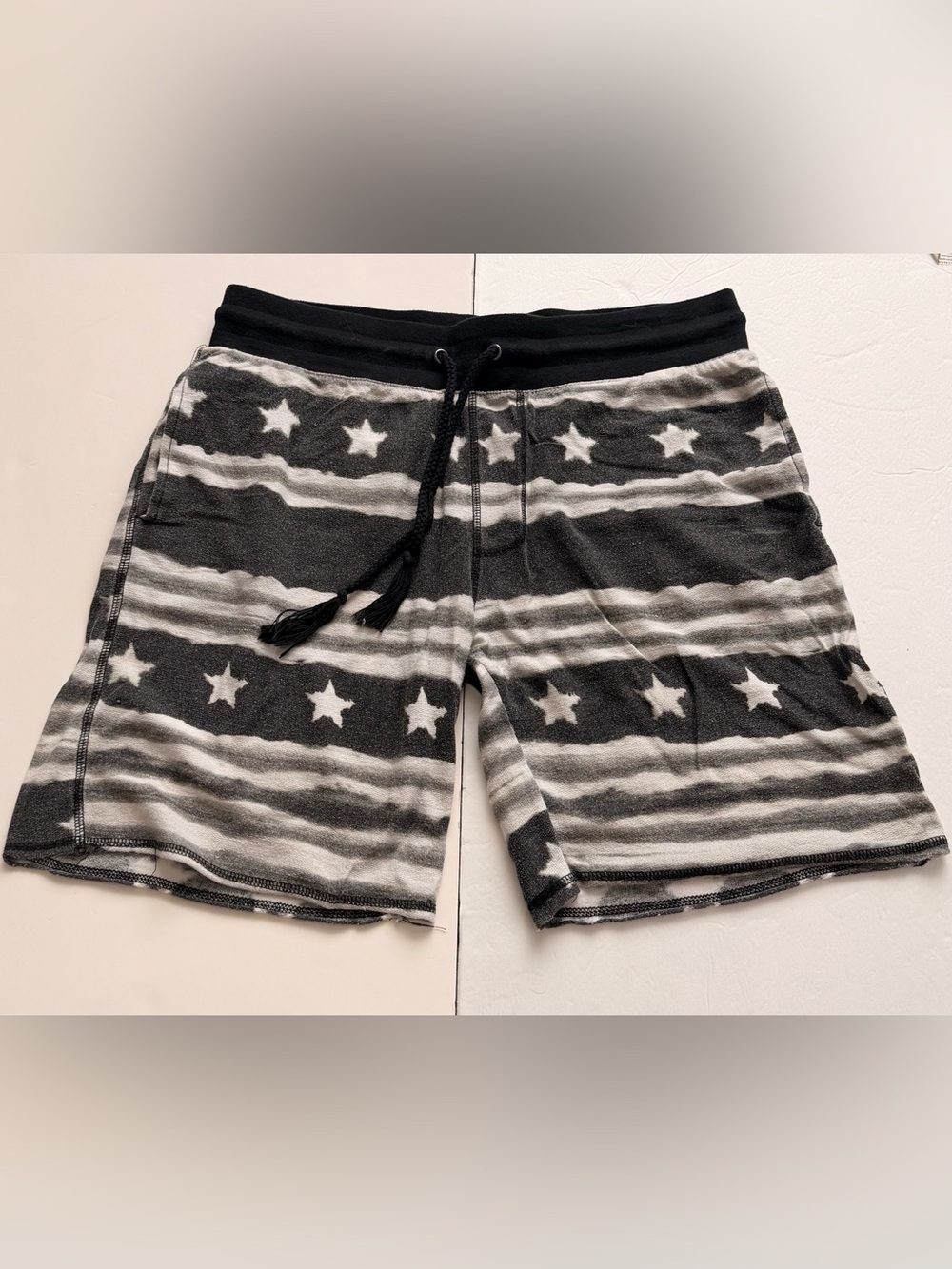 Top Drawer Americana Flag Sweat Shorts Men’s M Black Gray Stars Stripes Y2K